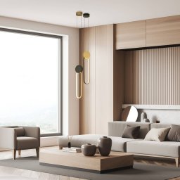 Zambelis LED pendant light 23101, golden, black ring, aluminium