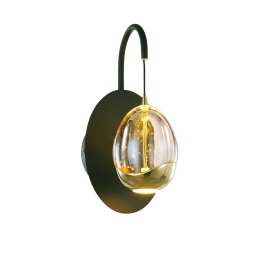 HighLight Golden Egg wall lamp, black/amber, height 28 cm, metal/glass