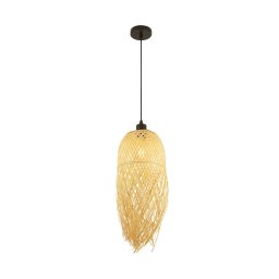Searchlight Bali pendant light, Ø 20 cm, bamboo, light wood, E27