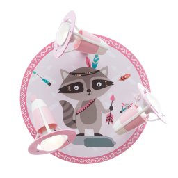 Elobra Little Indians ceiling lamp, Oskar Raccoon, pink