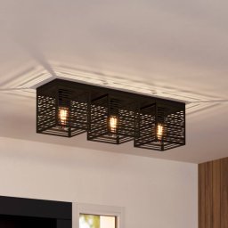 EGLO Piedritas ceiling lamp, three black square shades