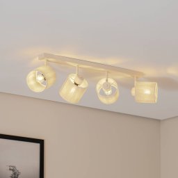 Argon Suerte ceiling light, cream white, linen textile, 4-bulb