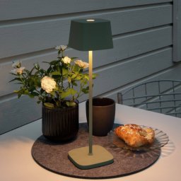 Konstsmide Capri LED table lamp for outdoors, green-grey