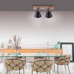 JUST LIGHT. GmbH Samia ceiling light, 2-bulb, mango wood, black