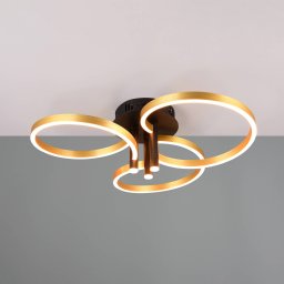 Trio Lighting Caruso LED ceiling lamp, gold/black, Ø 66 cm metal CCT dimmable