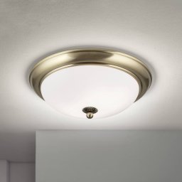 ORION Empire ceiling light, Ø 35.5 cm, antique brass, frosted opal glass