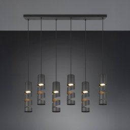 Trio Lighting Stream pendant light, black Length 100 cm 6-bulb metal GU10