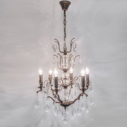 Holländer Cristallo chandelier, 6-bulb, antique golden brown