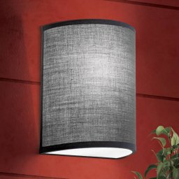 ORION Ufo wall light with a grey linen lampshade