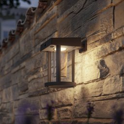 Philips Camill solar sensor wall lamp, black/clear, Ø 14 cm