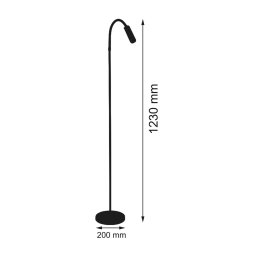 Busch Rocco LED floor lamp, matt black, flex arm red