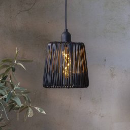 STAR TRADING LED outdoor hanging light Twine black plastic Ø 15cm battery