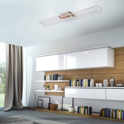JUST LIGHT. GmbH Iven LED ceiling light, dimmable, steel/wood, 110x25cm