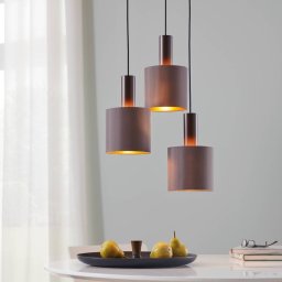 EGLO Concessa pendant lamp, 3-bulb, cappuccino/gold