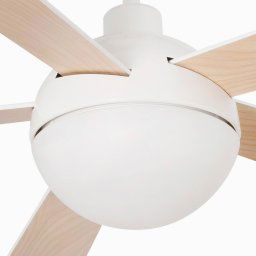 FARO BARCELONA Izaro ceiling fan with LED light, white/maple