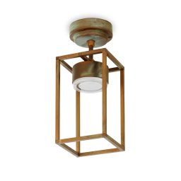 Moretti Luce Cubic 3373 LED outdoor ceiling lamp brass/opal