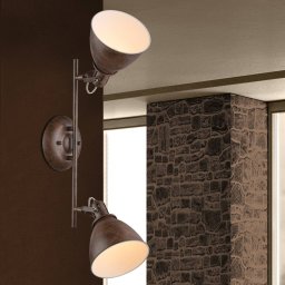 Globo Rusty brown Giorgio ceiling spotlight, two-bulb