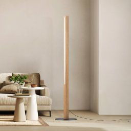 TK Lighting Teo LED wooden floor lamp, pine, 120 cm, touch dimmer
