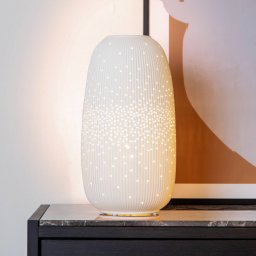 Lucide Flores table lamp, Ø 17.5 cm, porcelain, white, E14