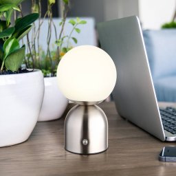 Globo LED table lamp Julsy, nickel-coloured, height 21 cm, CCT