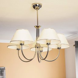 Jupiter London chandelier in chrome/cream, 5-bulb