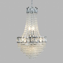 Searchlight Limoges chandelier, glass bead hanging elements