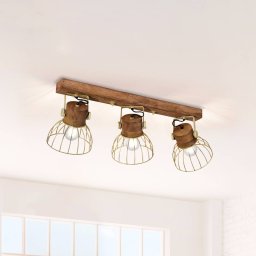 JUST LIGHT. GmbH Ceiling light Alami mango wood brass matt 3-bulb.