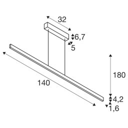 SLV One Linear LED pendant light, 140 cm, brass