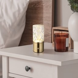 Globo LED table lamp Lunki, brass-coloured, height 19 cm, CCT