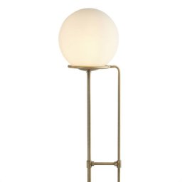 Searchlight Sphere floor lamp in antique brass with glass ball
