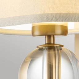 QUOIZEL Gotham wall light, fabric lampshade, brushed brass