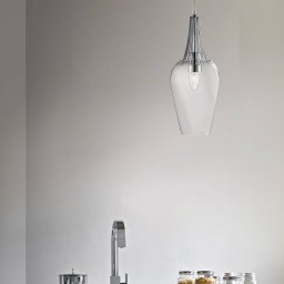 Searchlight Whisk glass pendant lamp with chrome elements