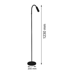Busch Rocco LED floor lamp, matt nickel flex arm black