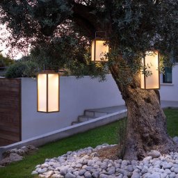 Les Jardins Tradition LED solar lantern made of teak Height 65 cm