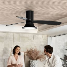 Beacon Lighting Beacon ceiling fan with light Flusso black 132cm quiet