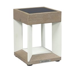 Les Jardins Teckalu LED solar table lamp, white/light wood