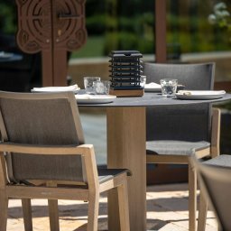 Les Jardins Tekura LED solar table lamp made of teak wood