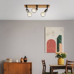Briloner Wood Basic ceiling light, 3-bulb