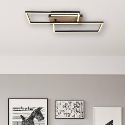 Globo Colli LED ceiling light, width 49 cm, dark wood, wood