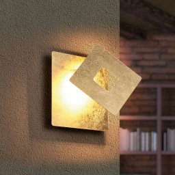 Trio Lighting LED wall light Leano, angular shade, gold, indirect