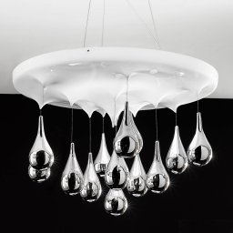Sil-Lux Pioggia pendant light, white, chrome, Ø 70 cm H 35 cm