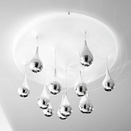 Sil-Lux Pioggia ceiling lamp, white, chrome, Ø 70 cm H 35 cm