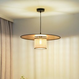 Euluna Manila pendant light, gold-coloured, rattan, Ø 50 cm