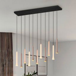 Trio Lighting LED pendant light Fiato, 11-bulb, long, metal, taupe, coffee