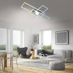 Briloner Roami LED ceiling lamp, 104x71 cm, aluminium-chrome, CCT