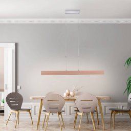 JUST LIGHT. GmbH Amanda LED pendant light, wood look, dimmable