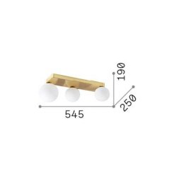 Ideallux Ideal Lux Penta ceiling lamp, 3-bulb, gold-coloured, opal glass