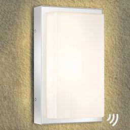LCD Julea LED outdoor wall light, stainless steel, glass, motion detector