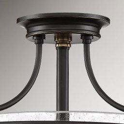 QUOIZEL Griffin semi-flush ceiling, bronze/clear, 3-bulb