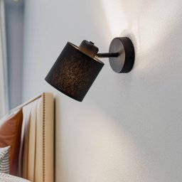 Argon Suerte wall light, black/gold, 1-bulb, textile, steel